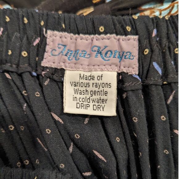 Vintage 1970's Anna Konya Floral Pleated Six Tier Maxi Skirt - Picture 4 of 5